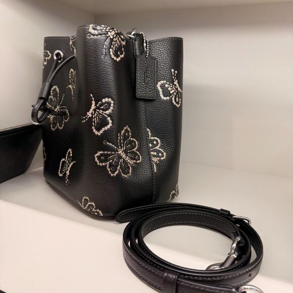 Coach Rowan Bucket Bag With Butterfly Print CCK89 Black - Picture 3 of 9